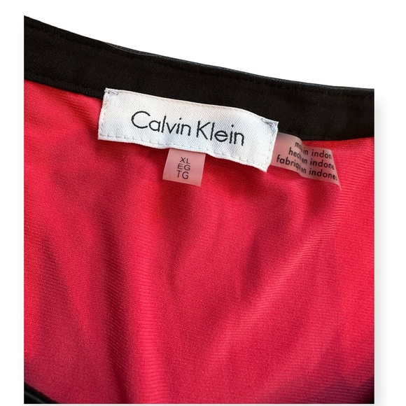 Calvin Klein Faux Leather Zip-Up Tunic Top Blouse Roll-Tab Sleeves Size XL - Picture 3 of 6